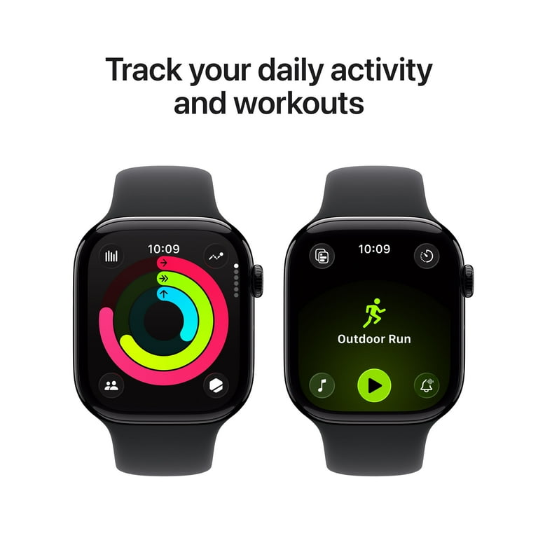 Apple Watch Series 11 GPS + Cellular 46mm Jet Black Aluminum Case with Black Sport Band - M/L